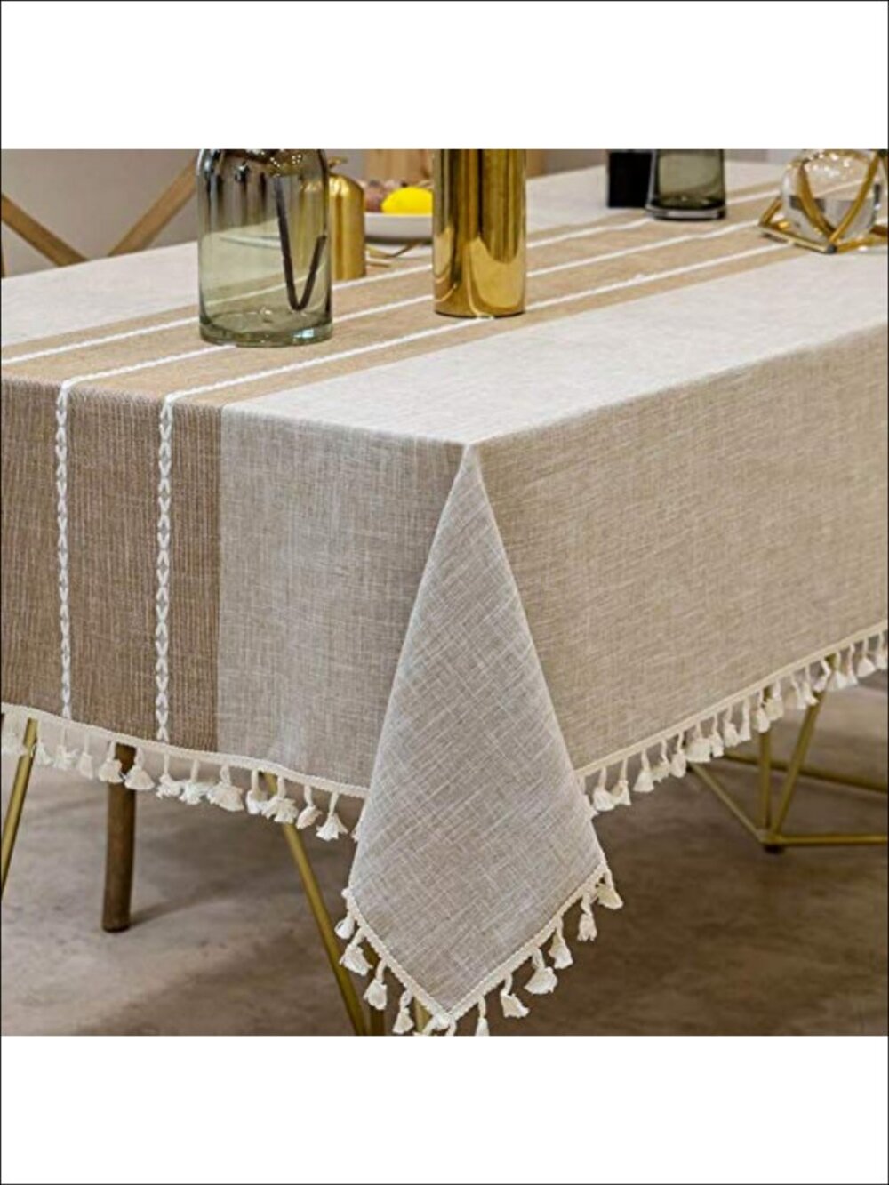 Waterproof Cotton Linen Tablecloth 55 x 86 Inch Rustic Wrinkle Free for Dining